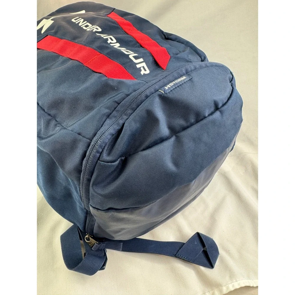 Under Armour Scrimmage 2.0 Backpack Navy Red UA Storm Laptop Bag 1361176